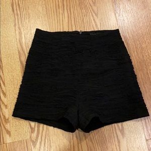 High waisted black crepe shorts (size XS)
